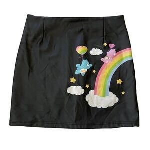 Dolls Kill x Care Bears Planet Care Black Faux Leather Mini Skirt